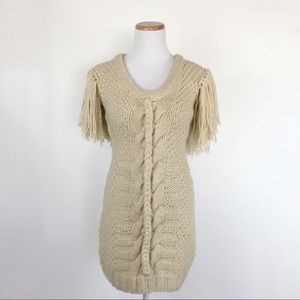 Torn by Ronny Kobo Cream Sweater Mini Dress XS